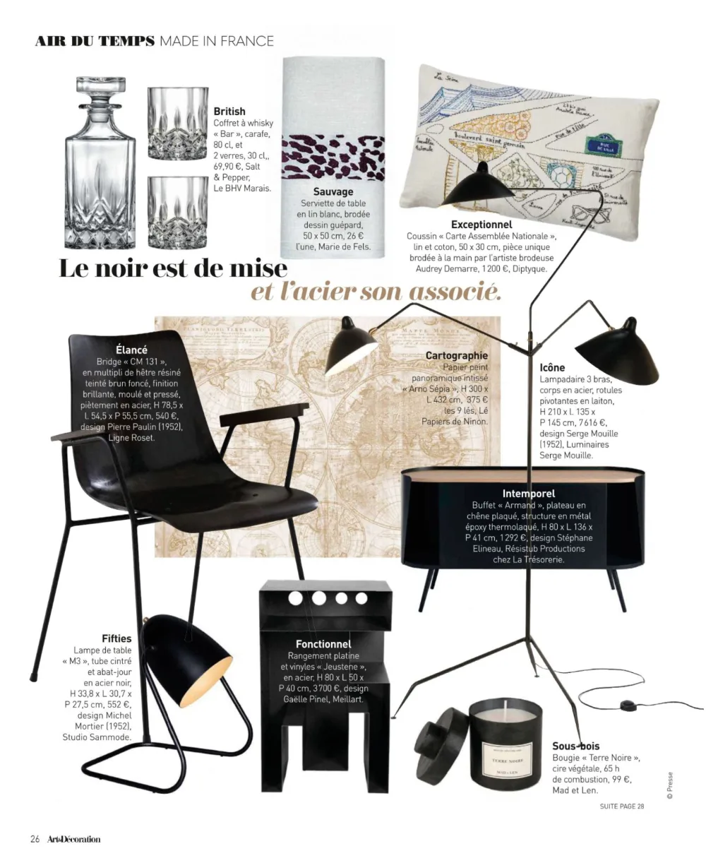 Art & Décoration — Le noir est de mise et l'acier son associé