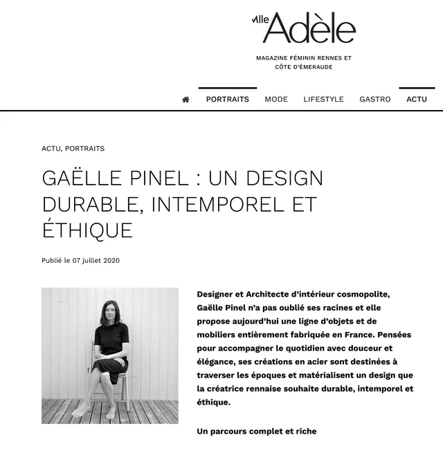 Mlle Adèle — Gaëlle Pinel : un design durable, intemporel et éthique