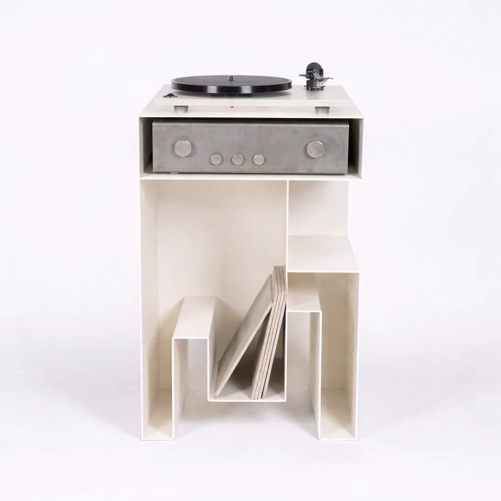 Soren — meuble vinyles blanc lait